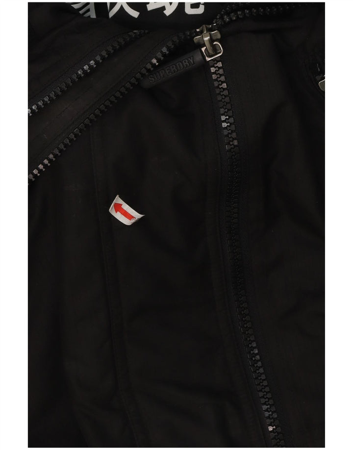 Jaqueta corta-vento masculina Superdry com capuz Reino Unido 36 poliéster preto pequeno