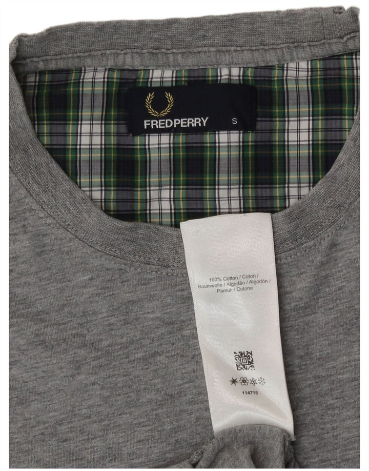 Fred Perry Camiseta masculina top pequeno algodão cinza