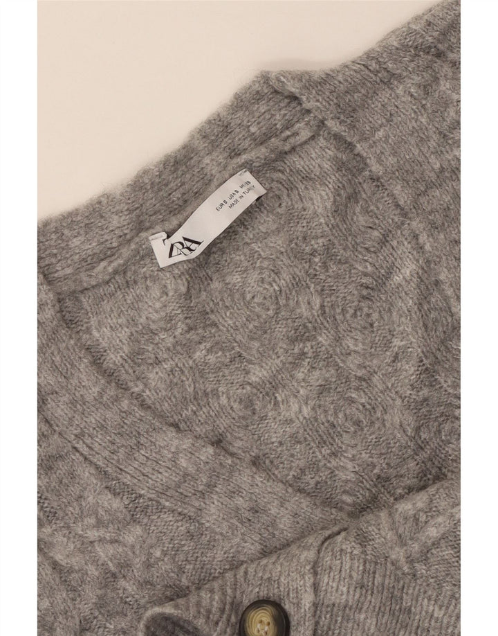 Suéter cardigã feminino superdimensionado ZARA Reino Unido 10 pequeno cinza