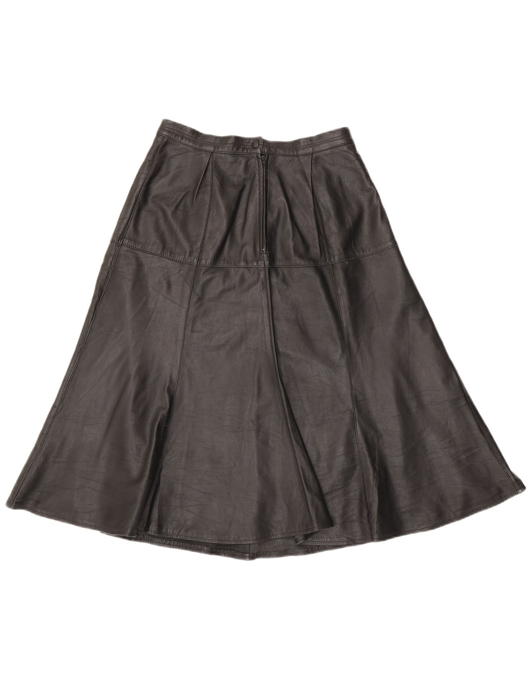 Saia de couro feminina vintage W28 média preta