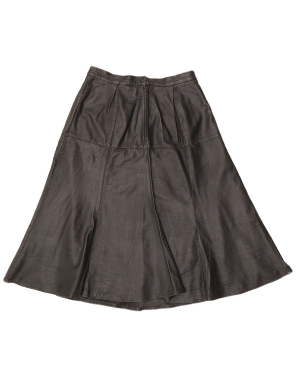 Saia de couro feminina vintage W28 média preta