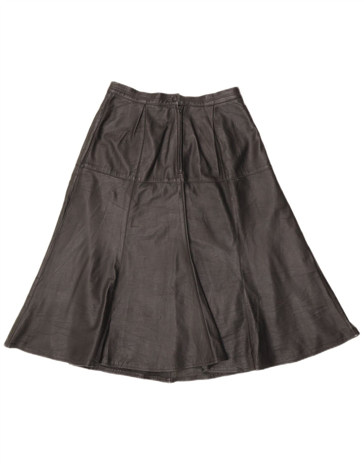 Saia de couro feminina vintage W28 média preta