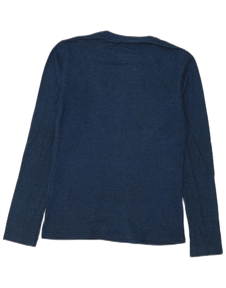 Top gráfico masculino Superdry manga comprida pequeno algodão manchado azul