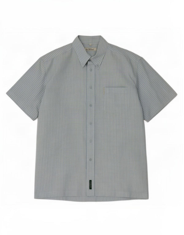 Camisa masculina de manga curta Ben Sherman grande algodão xadrez azul