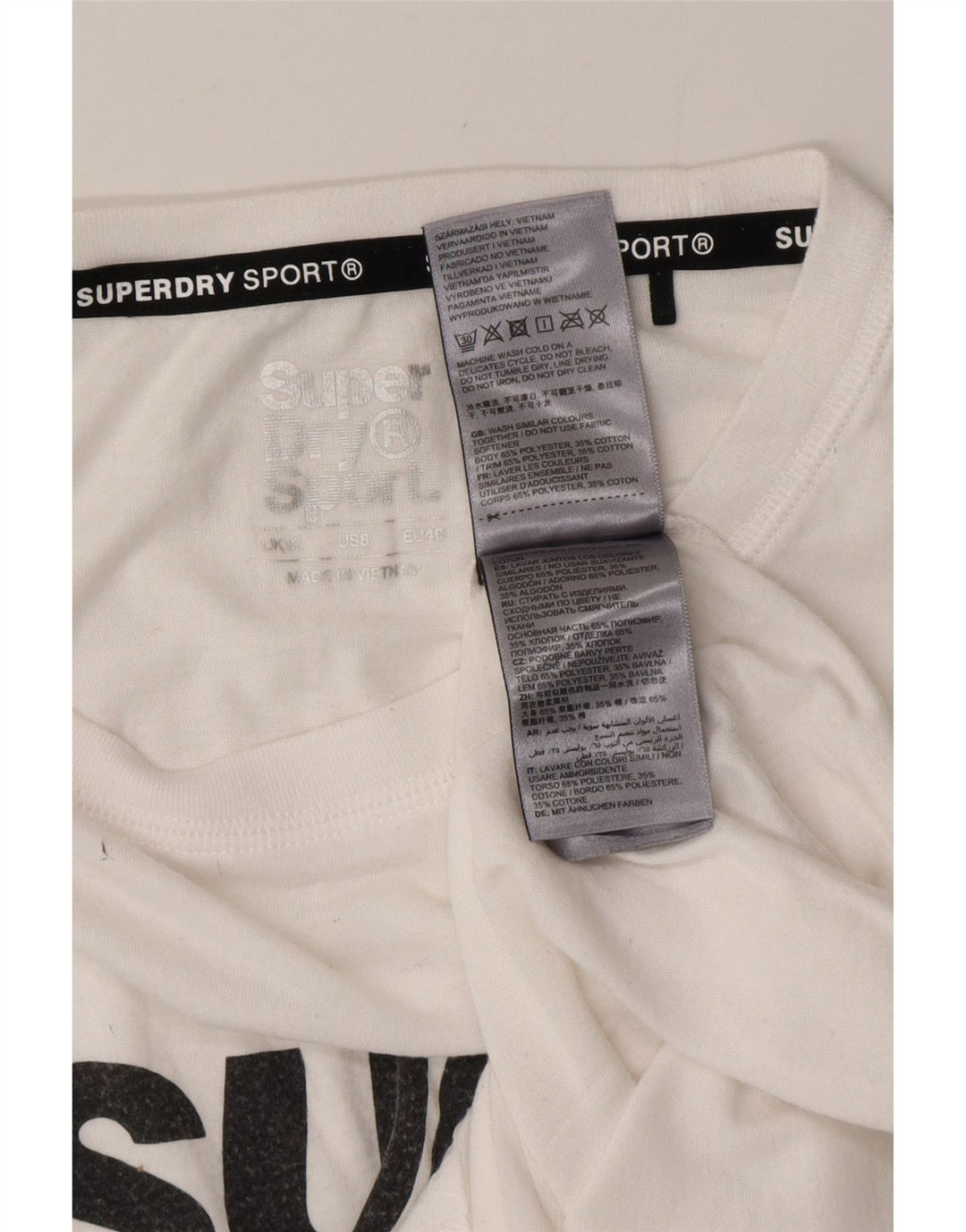 Camiseta feminina SUPERDRY com estampa gráfica UK 12 poliéster branco médio