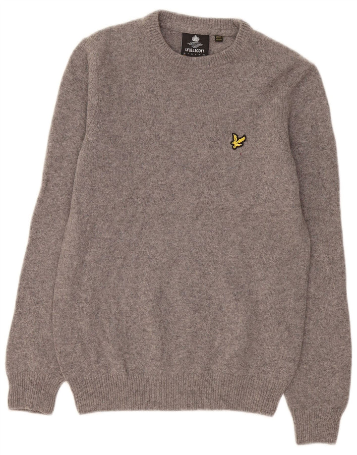 Lyle & Scott Suéter masculino com gola redonda XS lã cinza