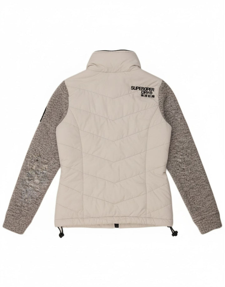 Jaqueta acolchoada com capuz feminina Superdry UK 8 Small White Colourblock