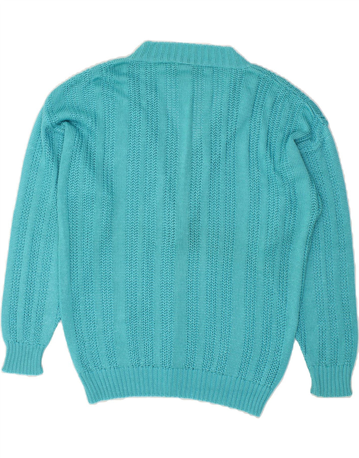 VINTAGE Womens V-Neck Jumper Sweater UK 16 Large Turquoise Vintage Vintage and Second-Hand Vintage from Messina Hembry 