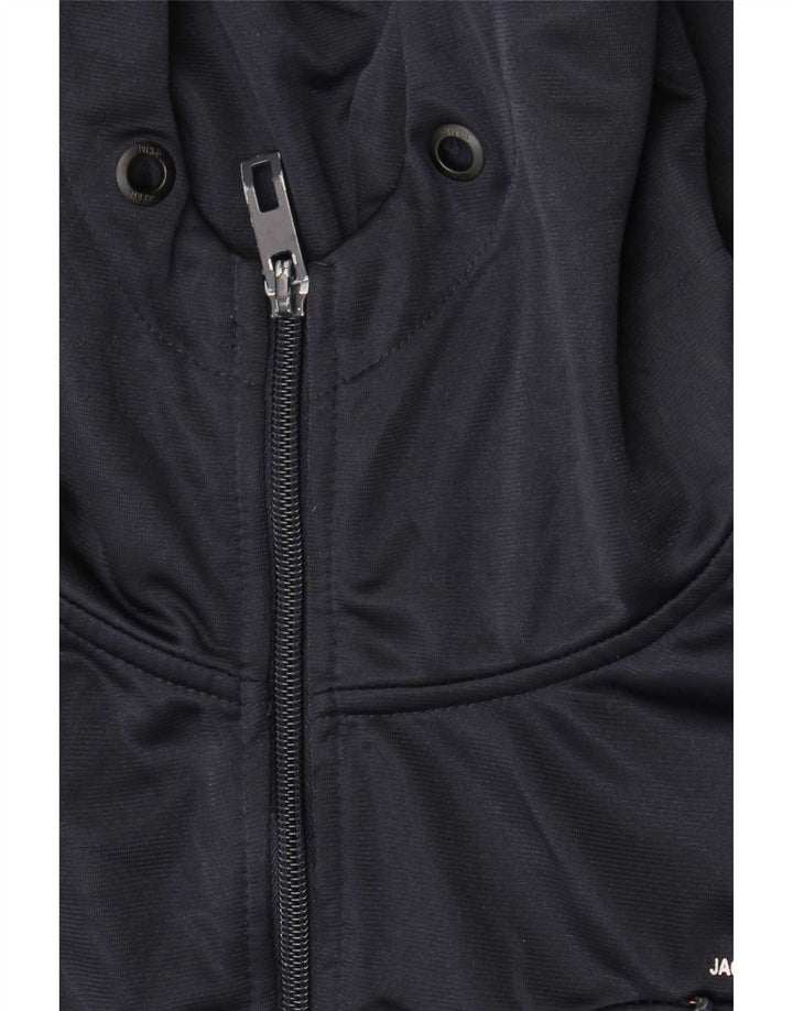 Suéter masculino Jack & Jones com capuz e zíper grande poliéster azul marinho