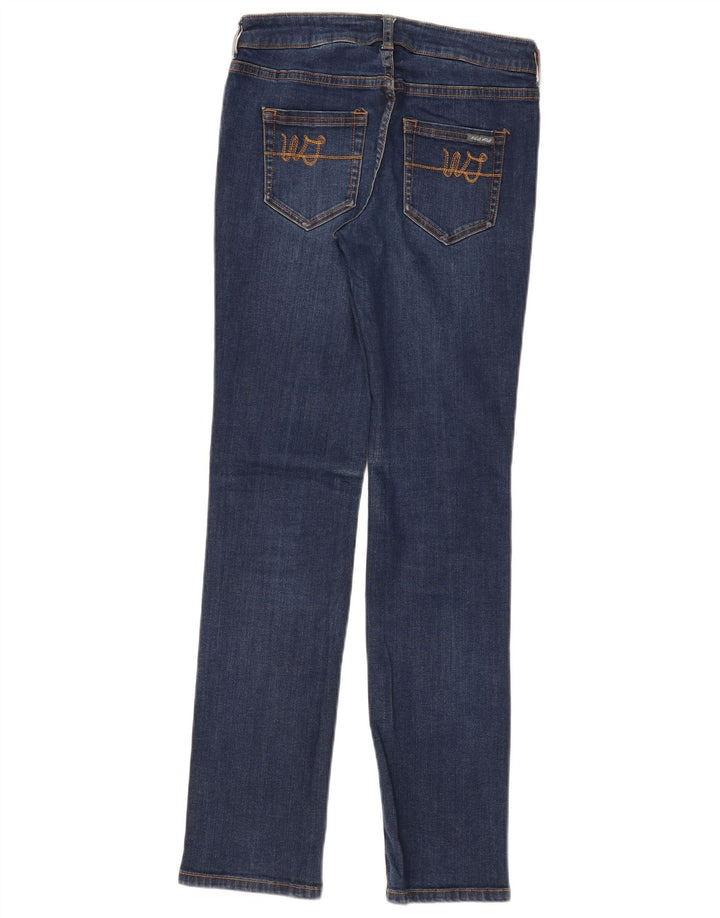 Jeans retos femininos White Stuff UK 12 médio W28 L30 algodão azul marinho
