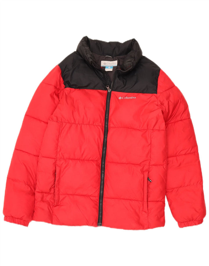 Jaqueta acolchoada Columbia Boys 14-15 anos grande poliéster colorblock vermelho