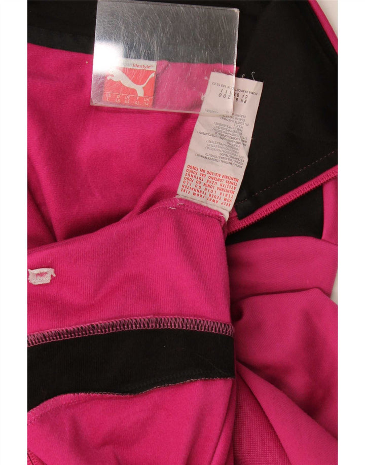 Puma Womens Tracksuit Top Jacket UK 14 Medium Pink Colourblock Poliéster