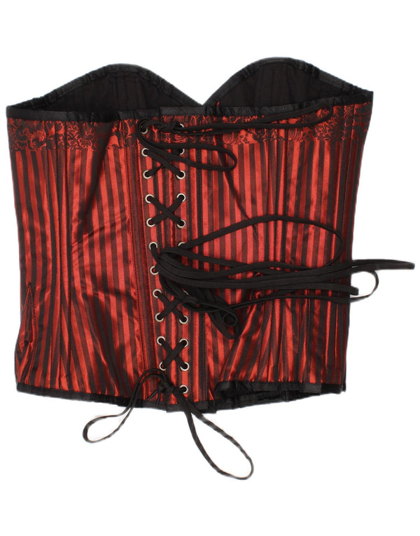 Top espartilho feminino vintage poliéster listrado vermelho médio