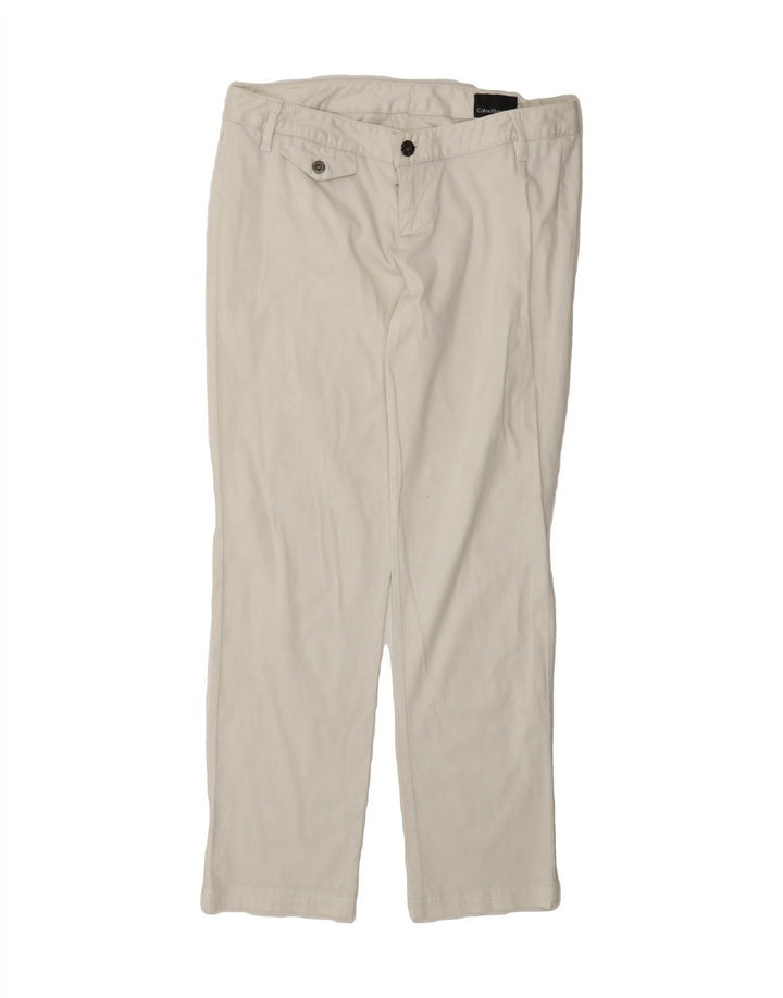 CALVIN KLEIN Womens Slim Chino Trousers W29 L28 White Cotton Vintage Calvin Klein and Second-Hand Calvin Klein from Messina Hembry 