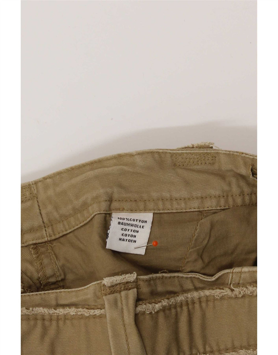 Shorts cargo masculino vintage IT 48 médio W32 algodão cáqui
