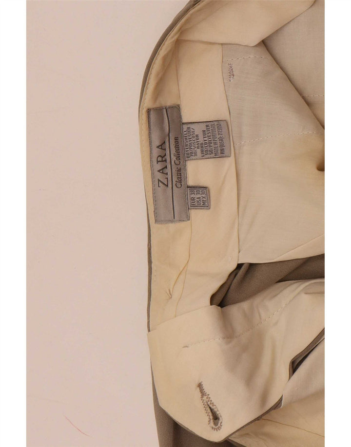 Zara Mens Pegged Suit Calças EU 38 Pequeno W30 L30 Cinza Poliéster