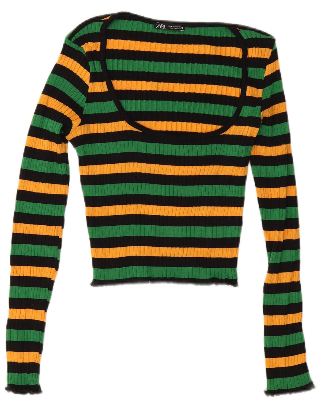 Zara Womens Crop Top UK 12 Médio Listrado Multicolorido