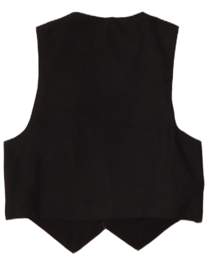 Colete feminino VINTAGE UK 14 poliéster floral preto médio