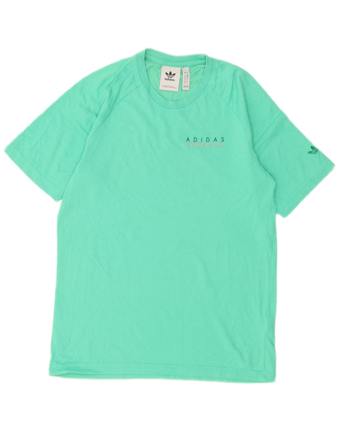 Adidas Mens Graphic T-Shirt Top Pequeno Algodão Turquesa