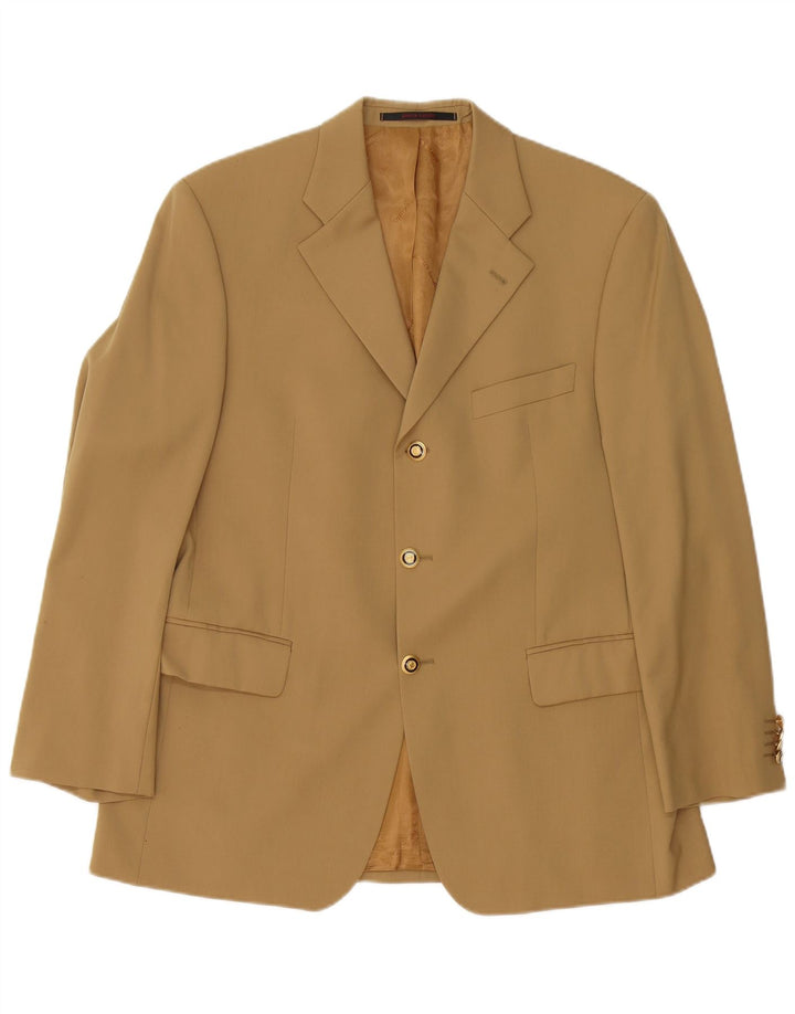 Jaqueta blazer masculina PIERRE CARDIN com 3 botões Reino Unido 40 grande lã virgem bege