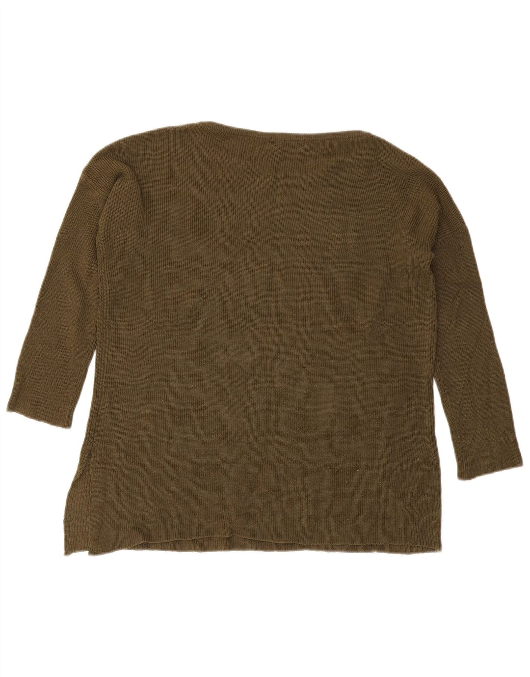 Suéter feminino Zara com gola canoa Reino Unido 14 médio cáqui