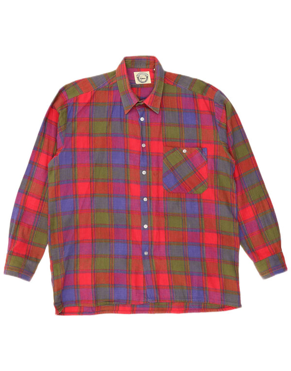 Camisa masculina de flanela VINTAGE tamanho 41/42 grande algodão xadrez multicolorido