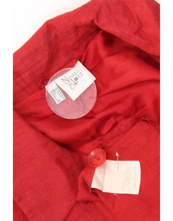 Jaqueta blazer feminina Nienhouse & Lotz com 3 botões Reino Unido 14 grande linho vermelho