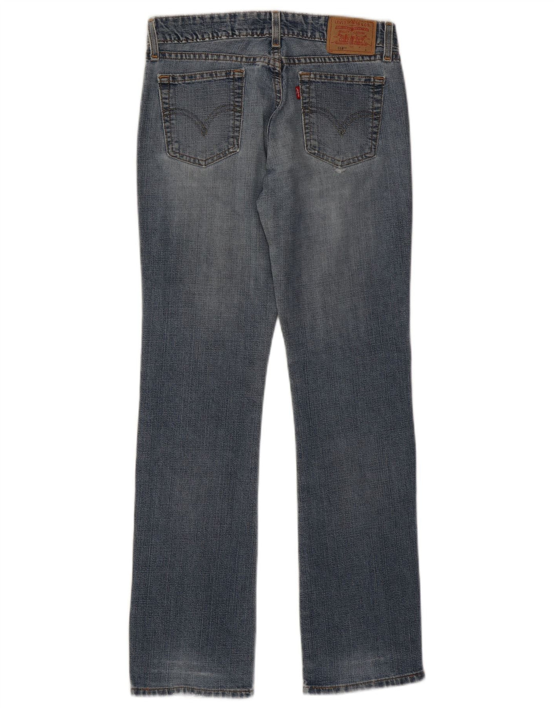 Jeans feminino Levi's 518 Super Low Bootcut US 3 pequeno W28 L30 azul algodão