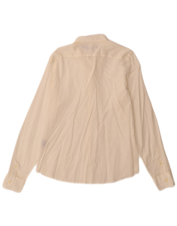 Ralph Lauren Camisa Feminina Skinny Fit EUA 12 Grande Algodão Off White
