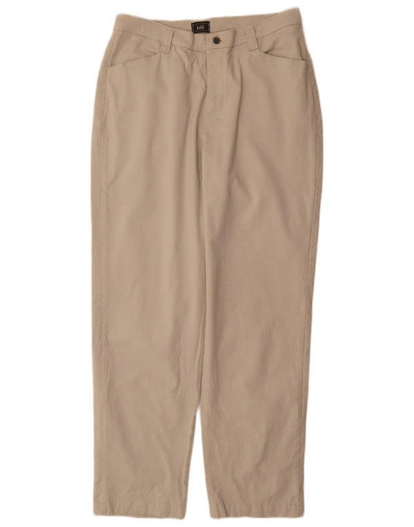 Calça chino feminina Lee de cintura alta cônica EUA 16 2XL W32 L31 algodão bege