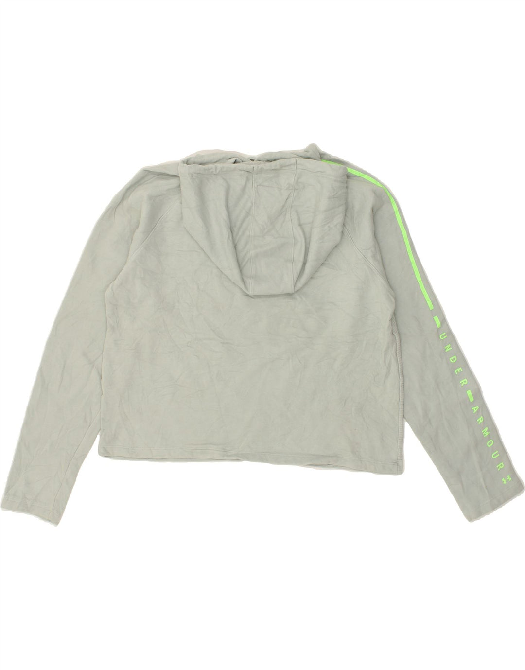 UNDER ARMOUR Womens Graphic Hoodie Jumper UK 10 Small Grey Cotton | Vintage Under Armour | Thrift | Second-Hand Under Armour | Used Clothing | Messina Hembry 