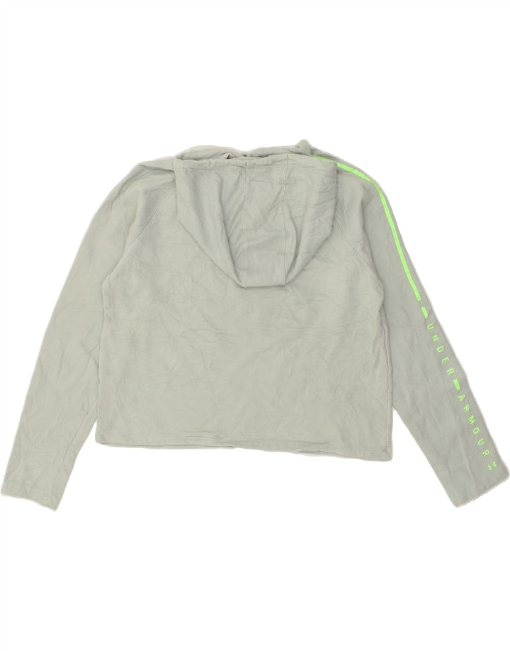 UNDER ARMOUR Womens Graphic Hoodie Jumper UK 10 Small Grey Cotton | Vintage Under Armour | Thrift | Second-Hand Under Armour | Used Clothing | Messina Hembry 