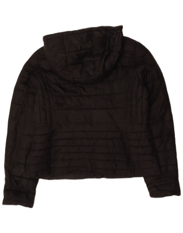 Jaqueta acolchoada com capuz feminina Zara UK 18 XL poliéster preto