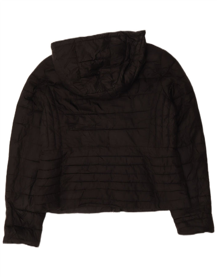 Jaqueta acolchoada com capuz feminina Zara UK 18 XL poliéster preto