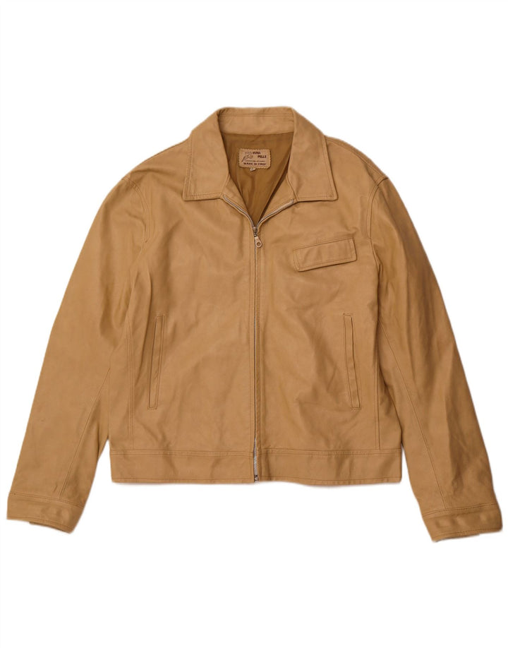 Jaqueta de couro feminina VINTAGE UK 18 XL couro bege