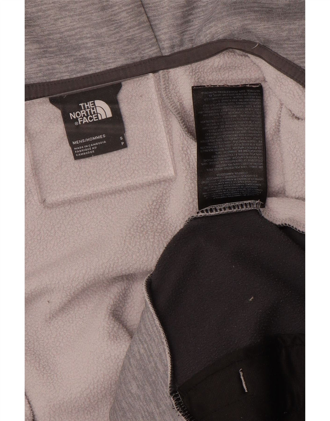 Suéter masculino com capuz e zíper The North Face pequeno poliéster manchado cinza