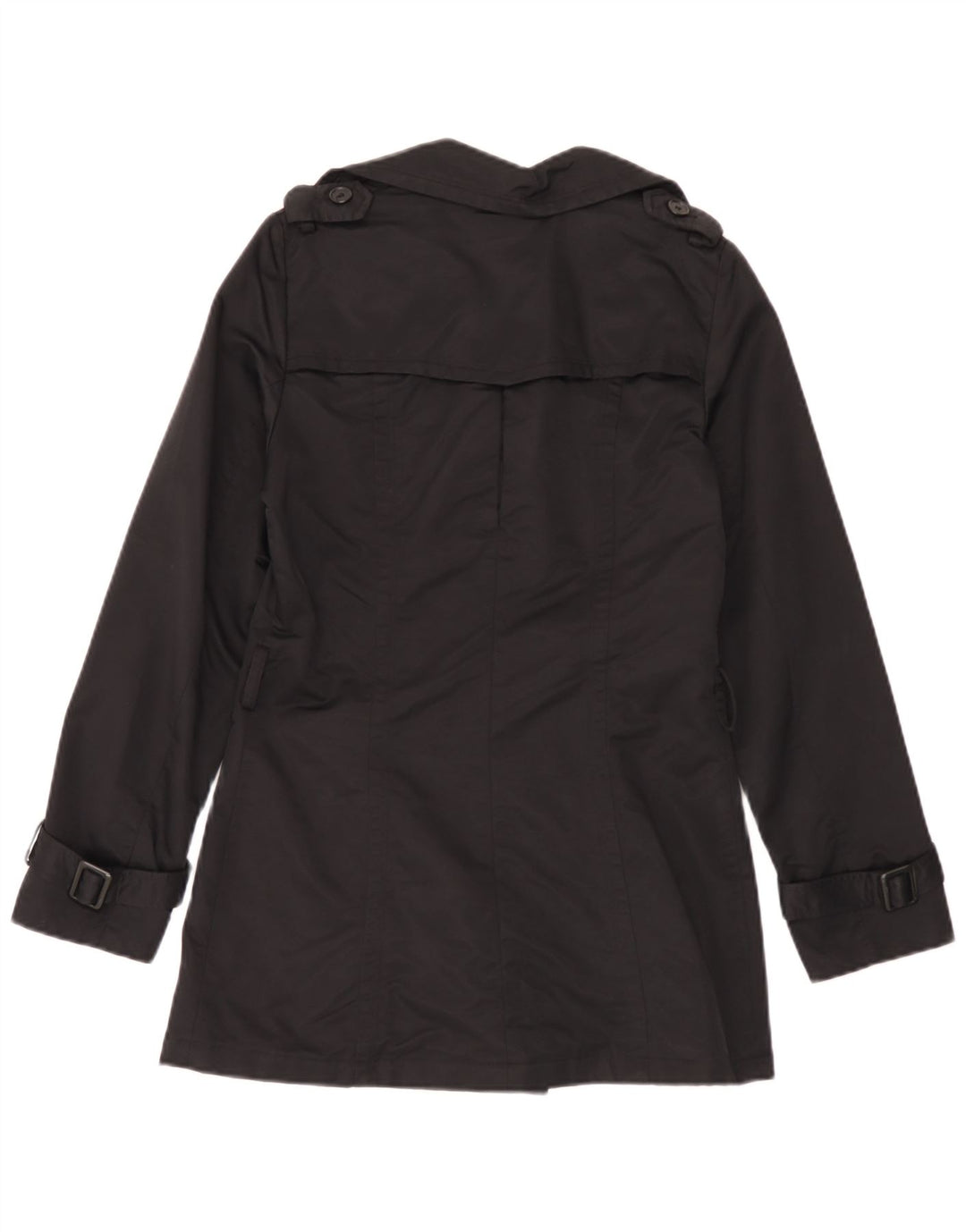Zara Womens Trench Coat UK 12 Médio Algodão Preto