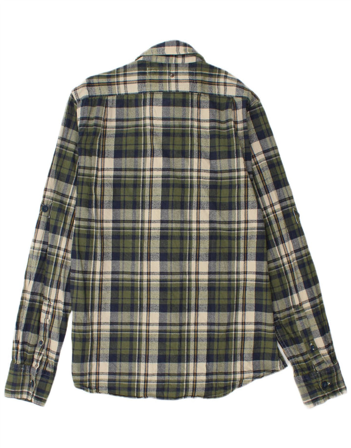 Camisa masculina de flanela SUPERDRY grande algodão xadrez verde