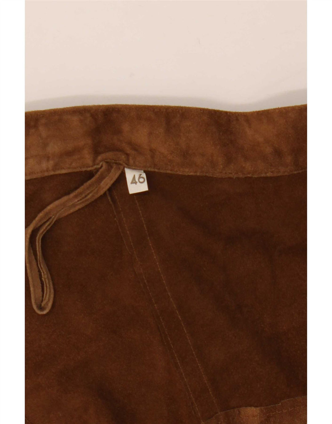 Saia assimétrica feminina vintage em camurça IT 46 grande W30 bege