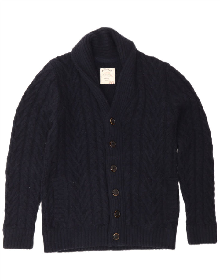 Suéter Cardigan Masculino Fat Face Lã Azul Marinho Médio