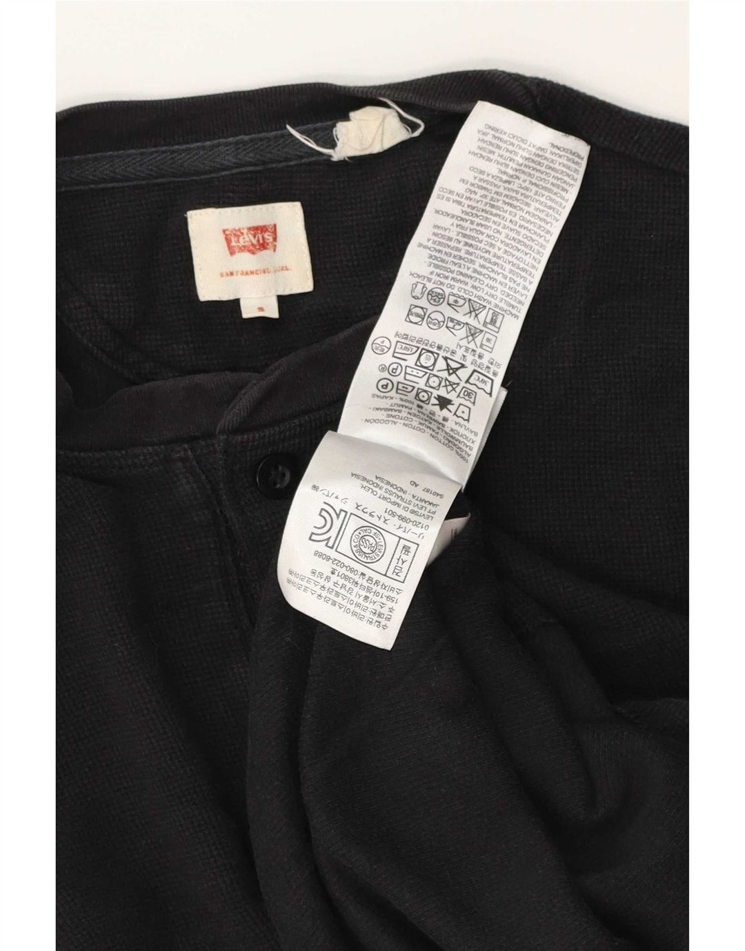 Top masculino Levi's manga comprida pequeno algodão preto