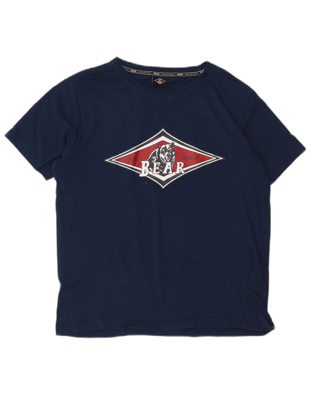 Camiseta masculina Bear com estampa gráfica pequena de algodão azul marinho