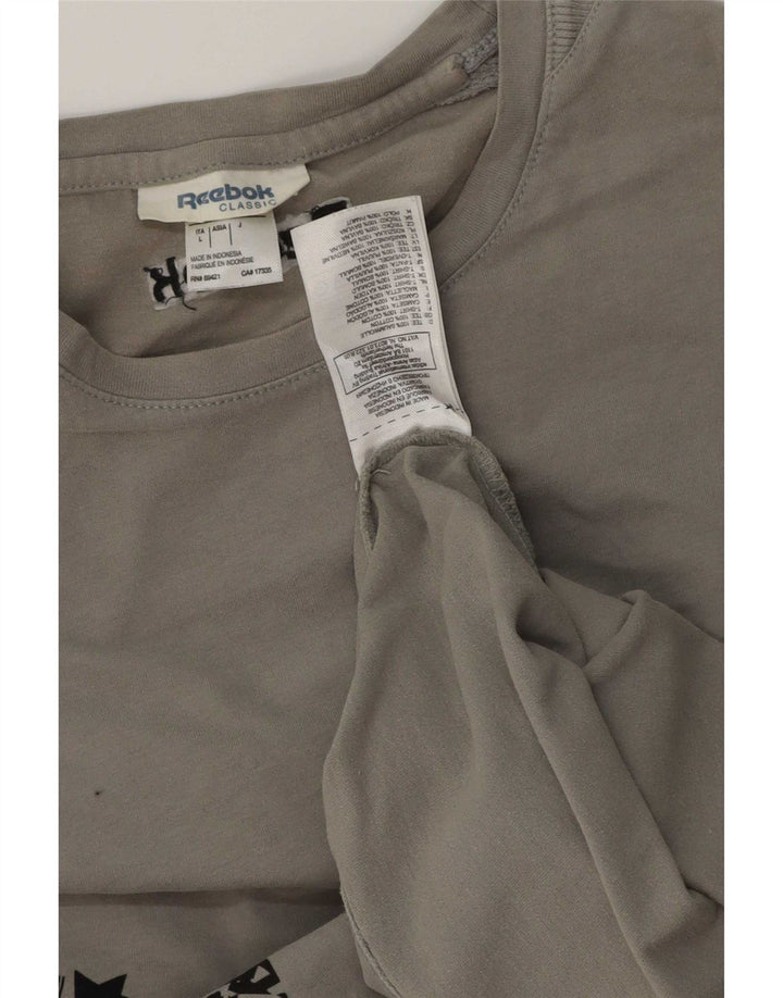 Reebok Mens Graphic Top manga comprida grande algodão cinza