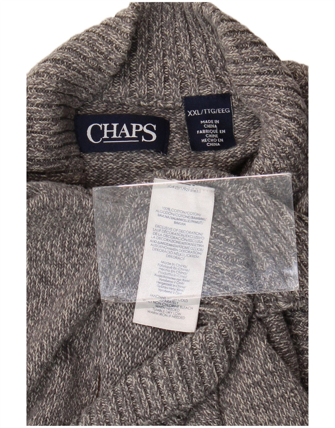 Suéter masculino CHAPS com decote em botão 2XL algodão cinza
