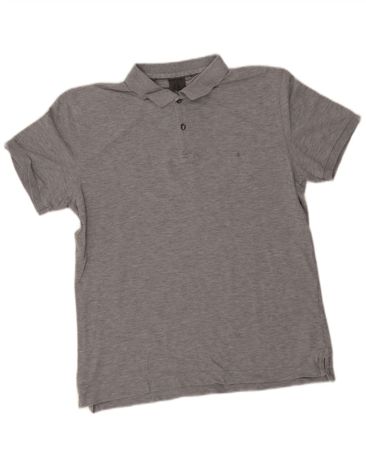 Camisa polo masculina Calvin Klein algodão cinza médio