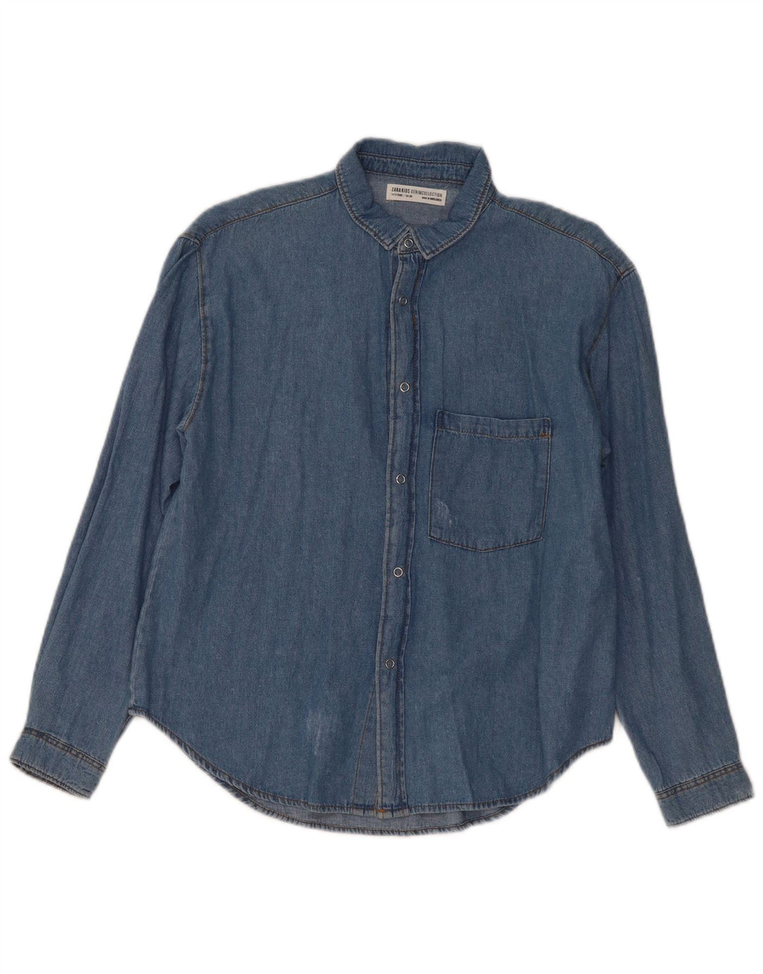 Camisa jeans Zara Boys 13-14 anos azul algodão
