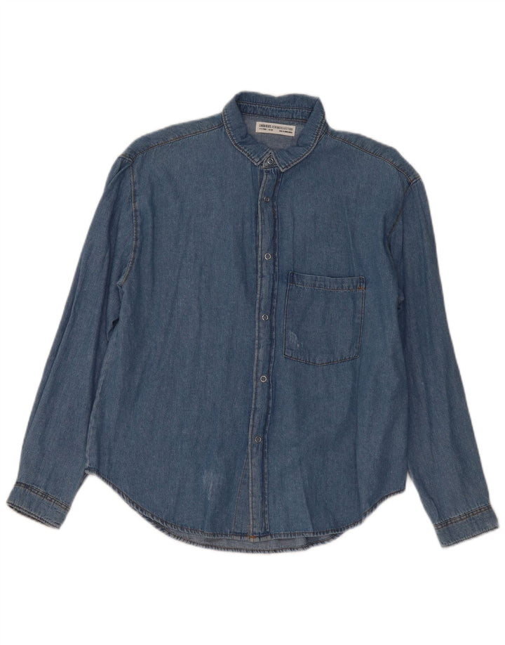 Camisa jeans Zara Boys 13-14 anos azul algodão
