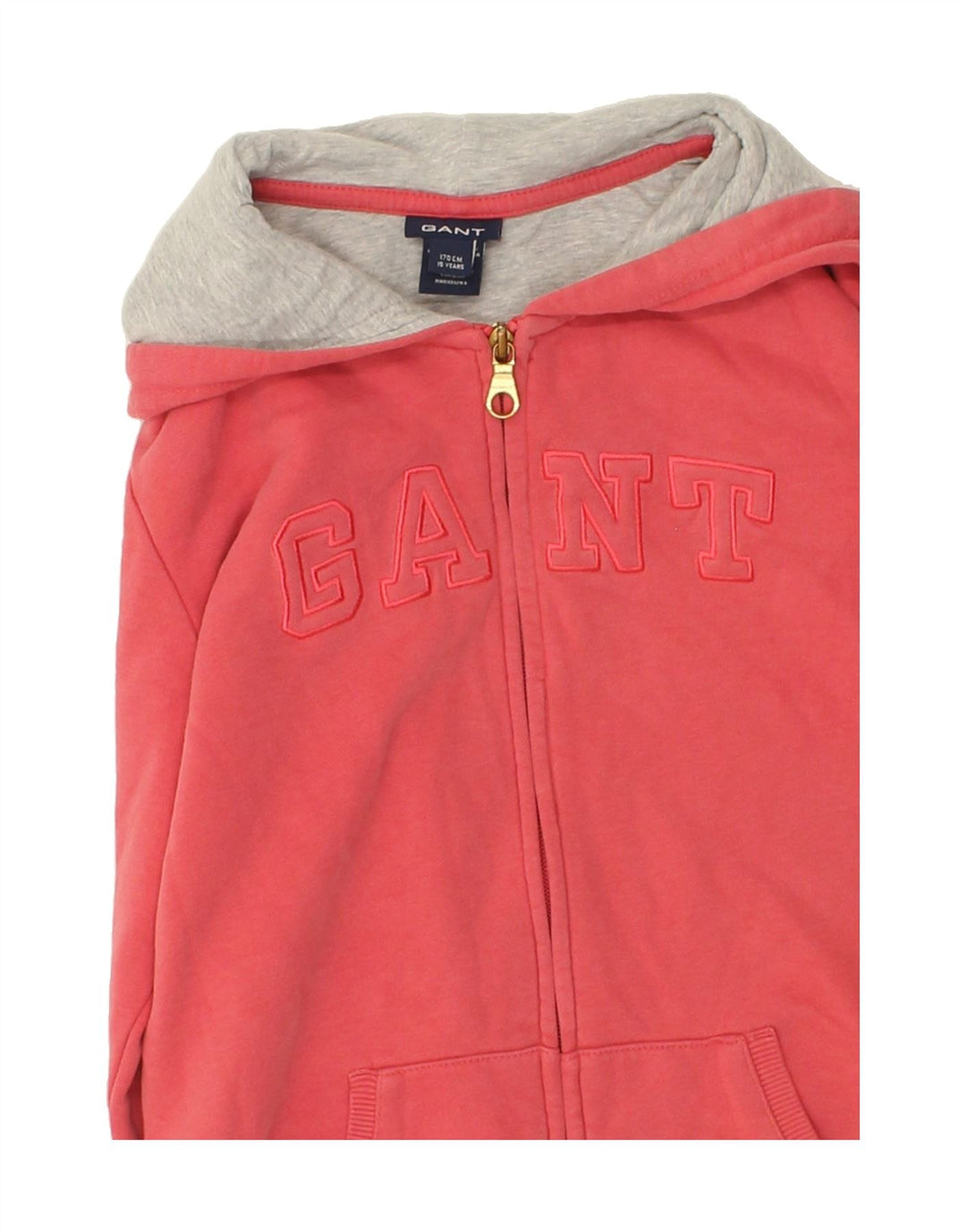 GANT Girls Graphic Zip Hoodie Sweater 14-15 Years Pink Cotton Vintage Gant and Second-Hand Gant from Messina Hembry 