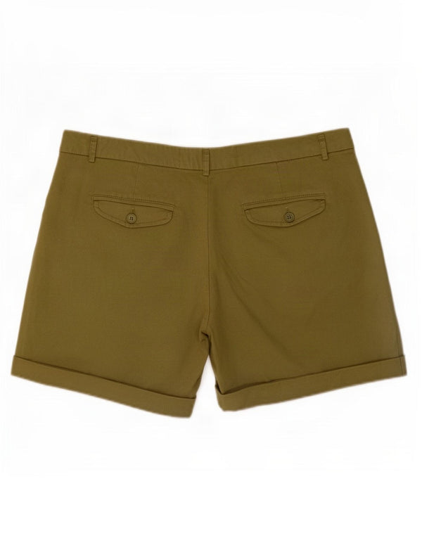 Shorts Chino Feminino Benetton UK 14 Grande W34 Algodão Cáqui