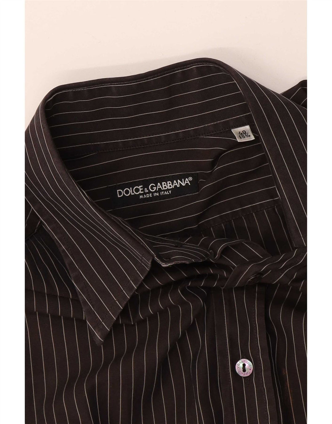 Camisa masculina Dolce & Gabbana tamanho 40 15 1/2 risca de giz preta média